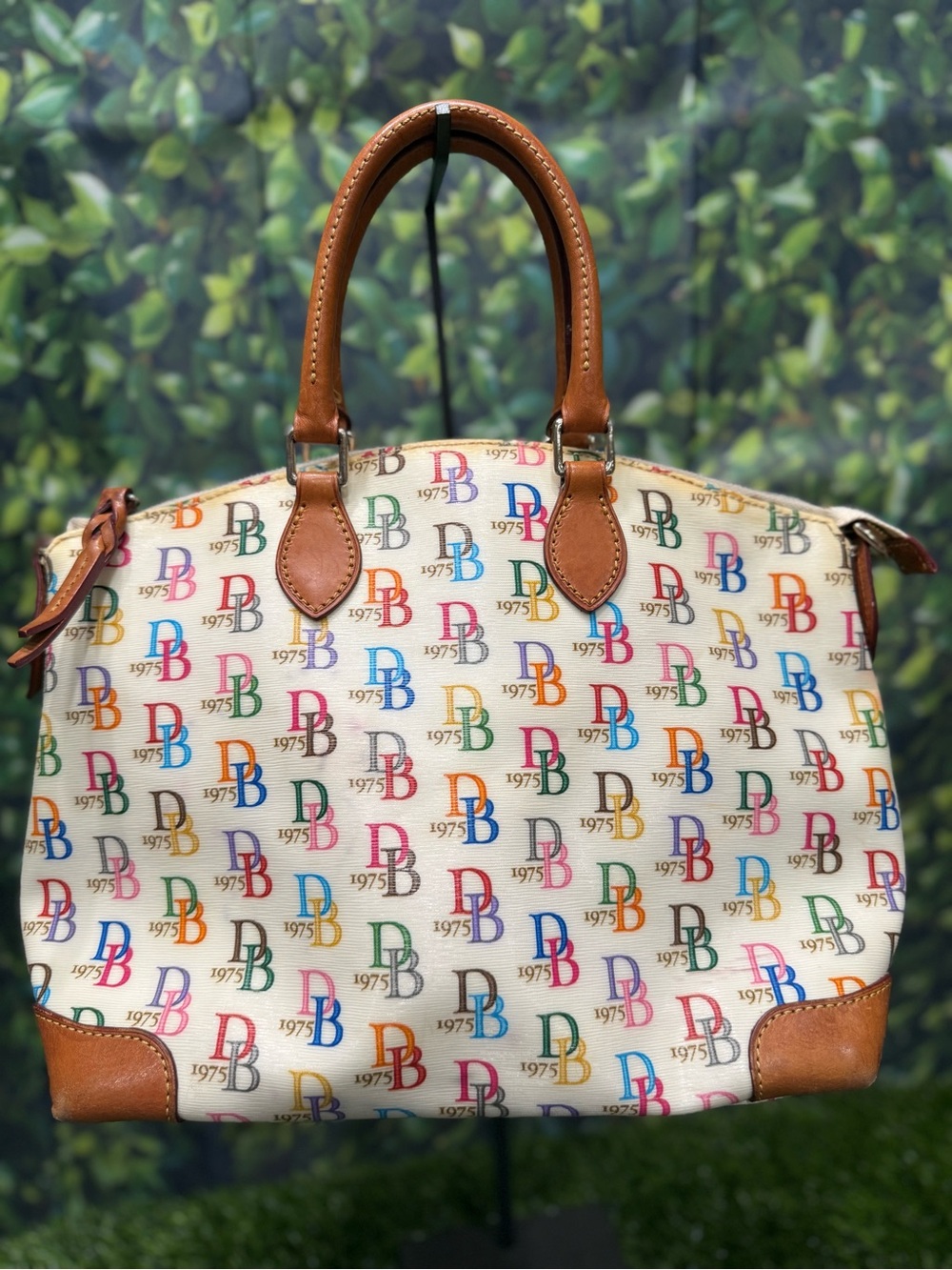 Vintage Dooney & Bourke Signature Multicolor Monogram Satchel
